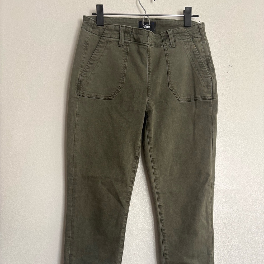 SOLD PAIGE Olive w/side zipper crop pant